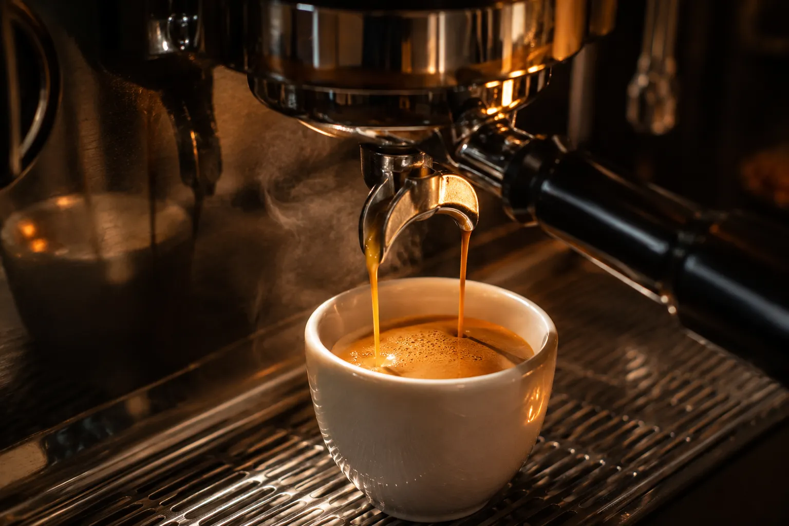 Extracción de un espresso en una máquina de café.